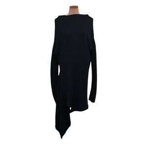 Lars Andersson Sweater Midi Dress Sweaterdress Size 6 Black Wool Linen Blend